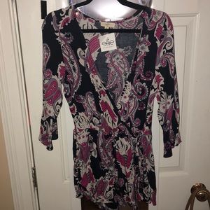 pink and navy blue romper